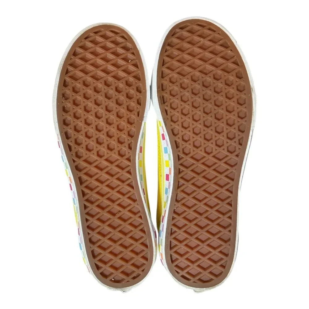 VANS Old Skool Rainbow Lace Yellow/white - Multi Color Checkerboard Kids 3 - Picture 13 of 14